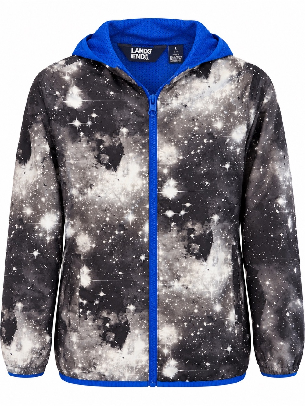Lands' End Kids Large (10-12) Full Zip Galaxy Space Rain Jacket